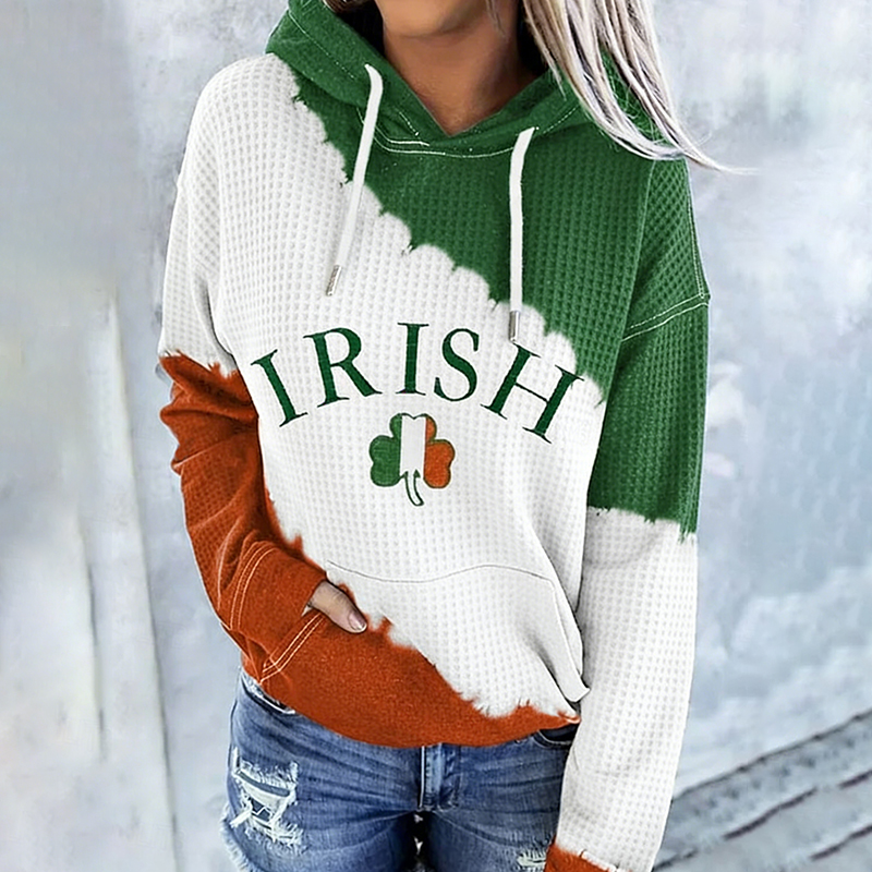 Women's St. Patrick's Day Irish With Shamrock Waffle Hoodie wearshes