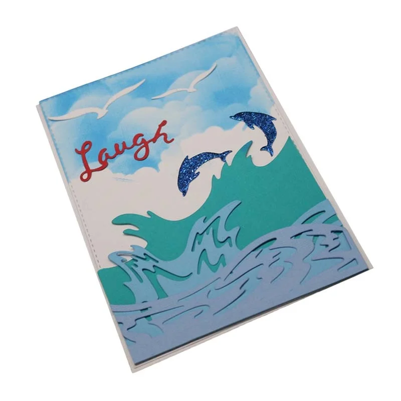 Sea Wave Frame Scrapbook Cut Die Background Mold Metal Cutting Dies Embossing Card Paper Craft Knife Mould Blade Punch Stencils