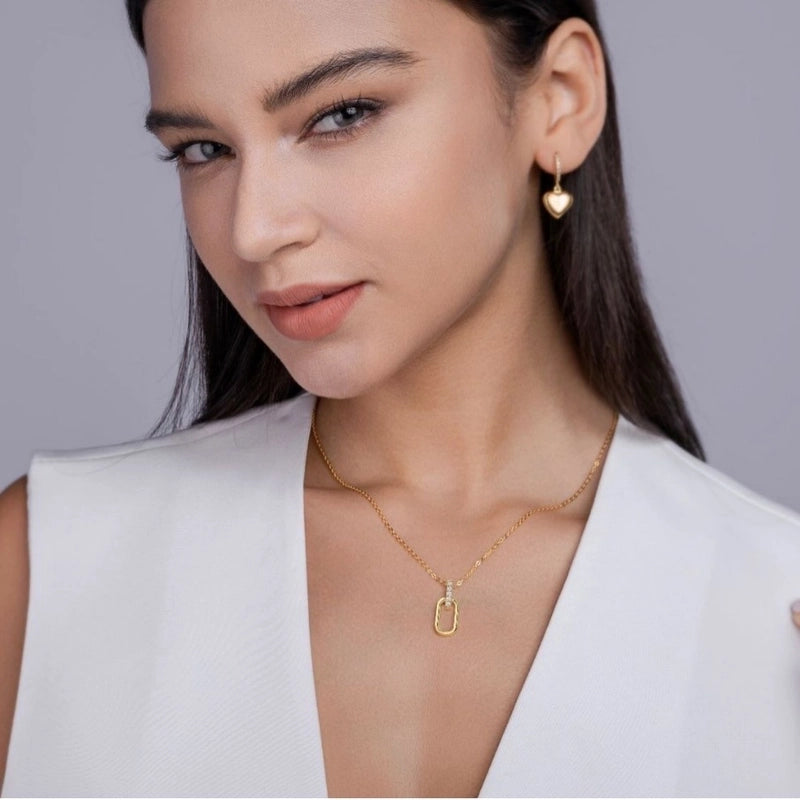 925 Sterling Silver Moissanite Inlay Geometric GRA Certificate Pendant Necklace