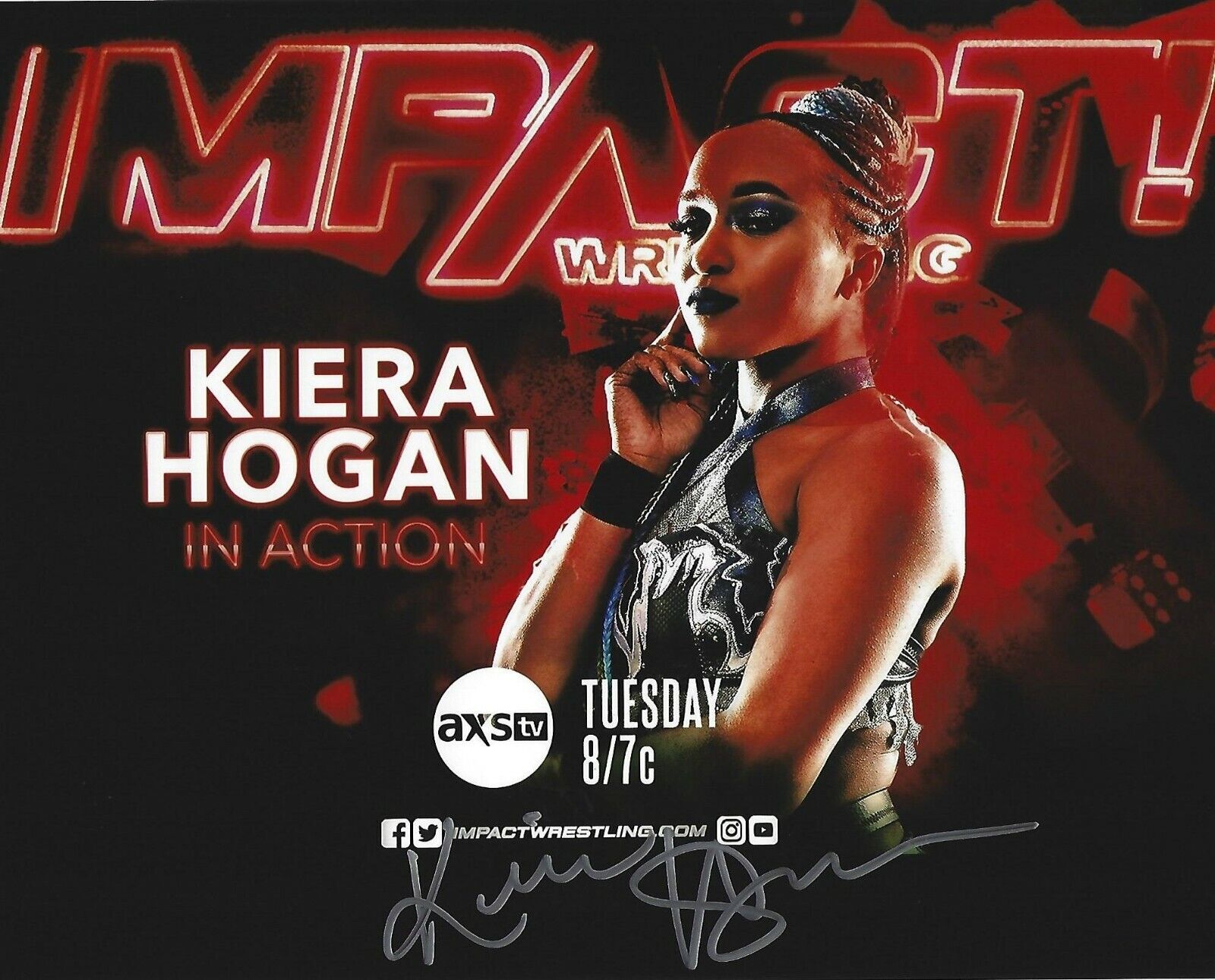 Kiera Hogan Signed 8x10 Photo Poster painting WOW Impact Pro Wrestling Fire Picture Autograph 6