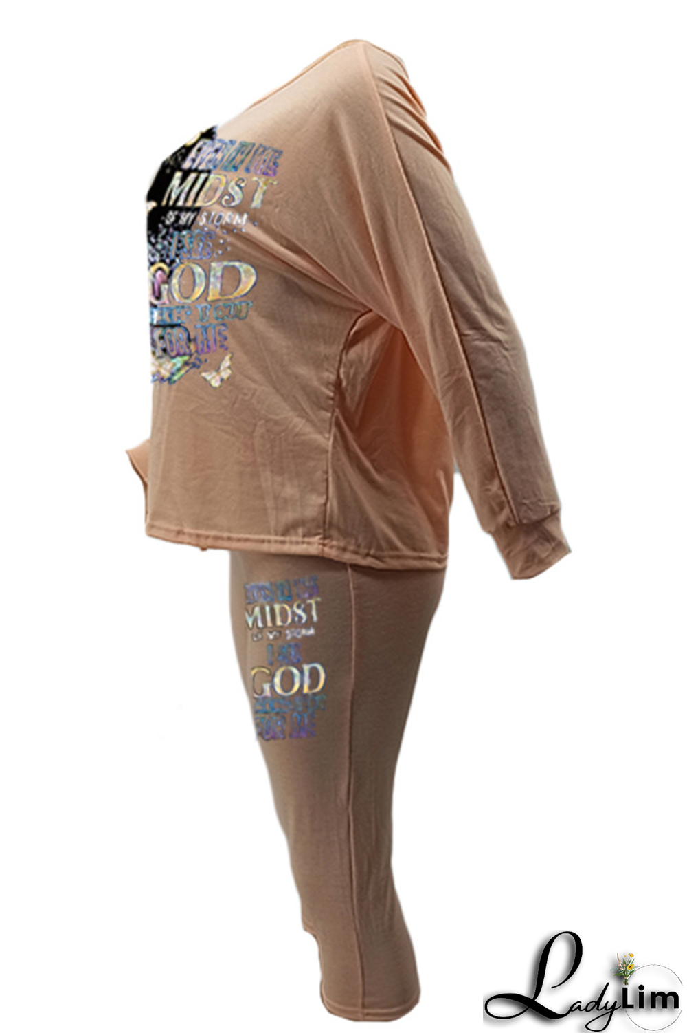 Black Fashion Print Patchwork One Shoulder Long Sleeve Two Pieces