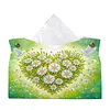 (24cm)Diamond Art Tissue Box Cover DIY PU Desktop(Heart-shaped white daisies)