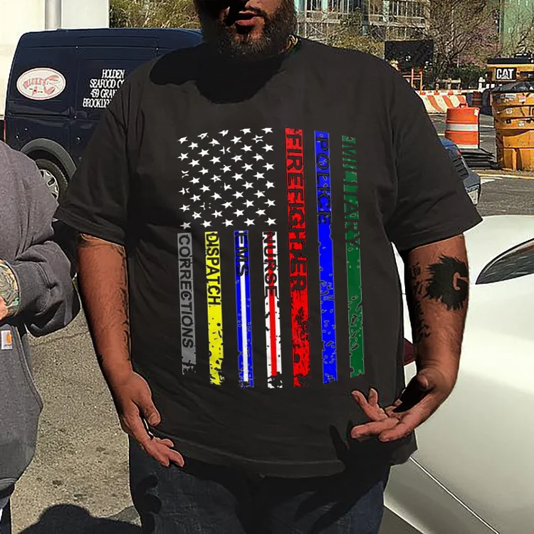 Plus Size Men's American Flag T-Shirt