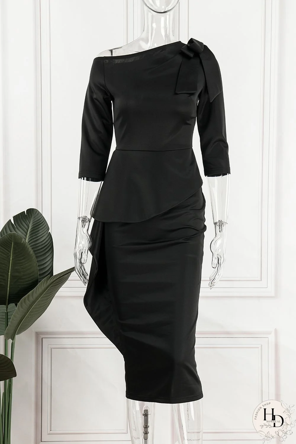 Yellow Casual Solid Patchwork Oblique Collar Irregular Dress Dresses