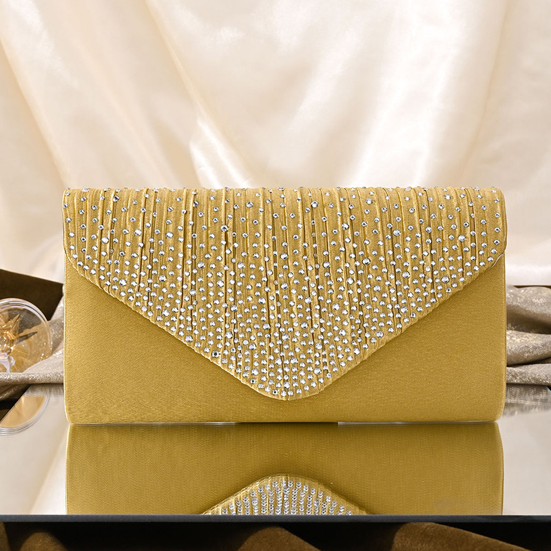 Elegant Gold Sparkling Rhinestone Embellished Clutch Bags 2024 - Flycurvy 