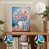 DIY Pearl Painting Hibiscus Vase for Home Decor with Frame(30x20cm)