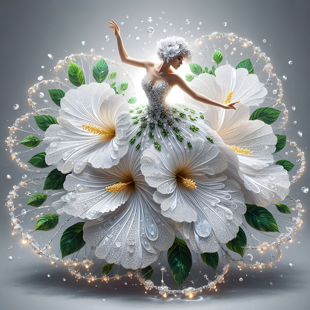 Girl With Beautiful Skirt 40*40cm(canvas) full round drill diamond painting