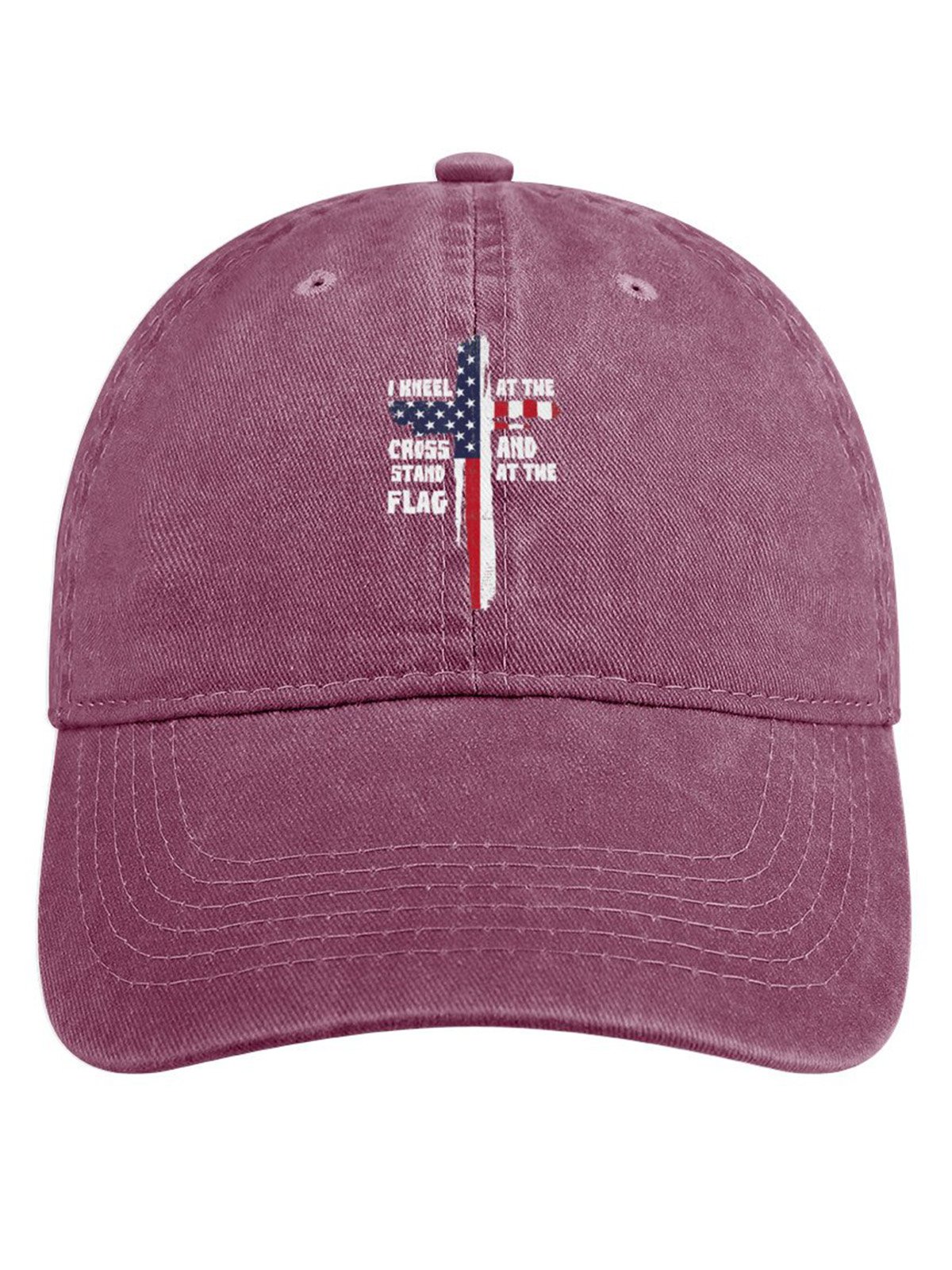 I Kneel At The Cross And Stand At The Flag Denim Hat