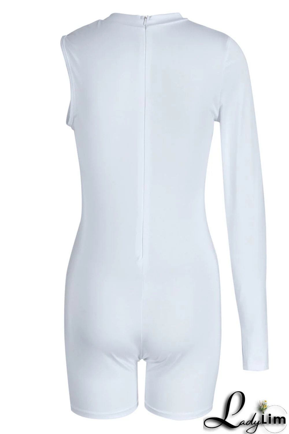 Black Sexy Sportswear Solid Patchwork Asymmetrical O Neck Skinny Jumpsuits