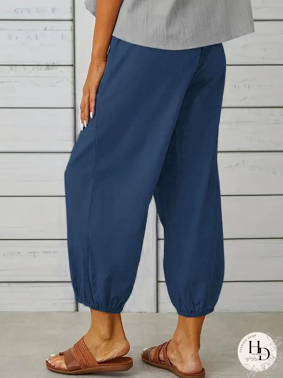 Decorative Button Cropped Pants