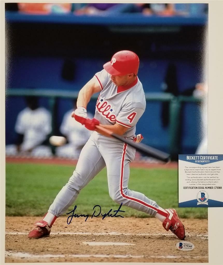 Lenny Dykstra autograph signed Phillies 11x14 Photo Poster painting #2 ~ Beckett BAS COA