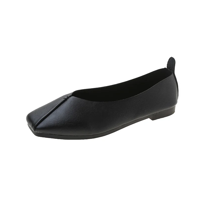 Tanguoant Tanguoant Size Single Shoes Women 2023 Summer Autumn New Casual Korean Version Of The Square Head Flat Sole Soft Bottom Shallow Mouth Comfortable Bean Shoes Women