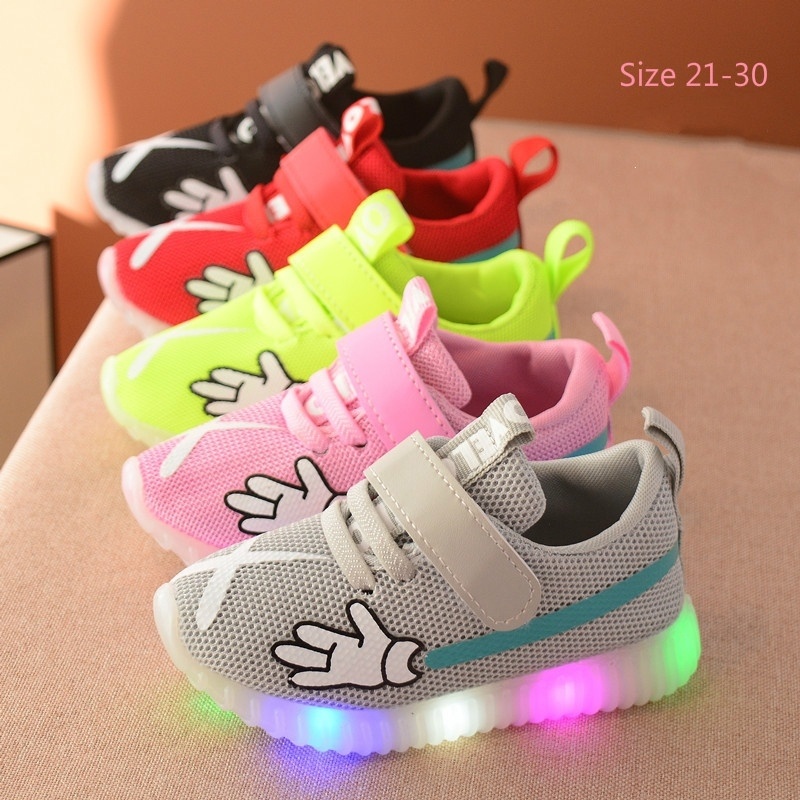 2019 New Autumn Boys and Girls Sports Shoes LED Light Shoes Mesh ...