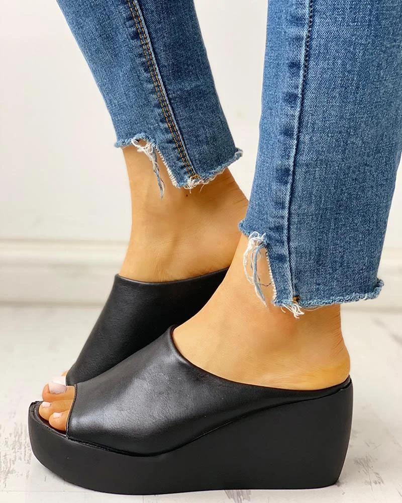 Peep Toe Muffin Wedge Sandals | EGEMISS