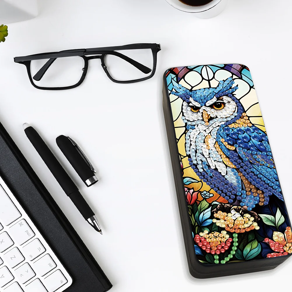 Owl Diamond Painting Eyeglasses Case Diamond Art Sunglasses Case for Adults
