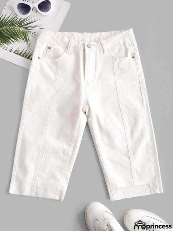 Y2K Uneven Hem Capri Jeans