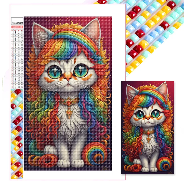 Color Kitten 40*70CM(Canvas) Full Square Drill Diamond Painting gbfke