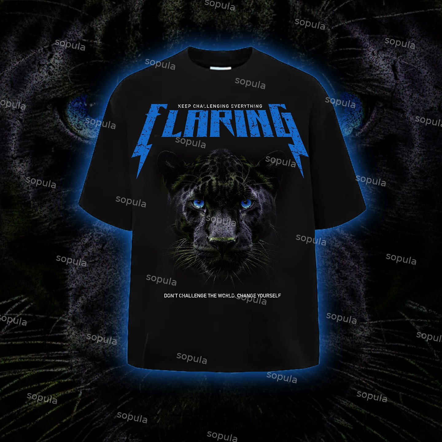 Vintage Street Tide Black Panther Printed Short Sleeve Cotton T-Shirt - Sopula ｜Premium Graphic Tees & Graphic Streetwear
