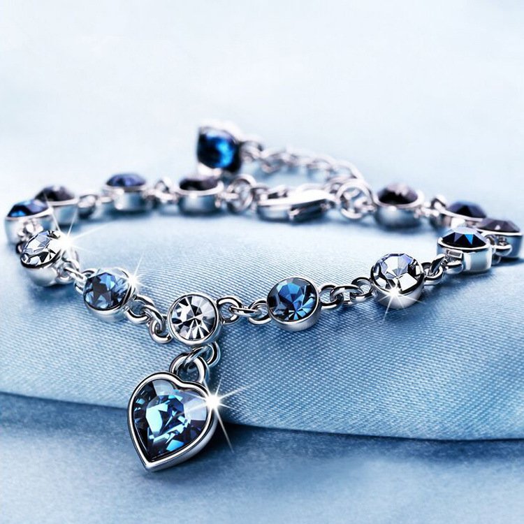 Classic ocean heart blue crystal bracelet | Oxredo Shop Ramadan Sale