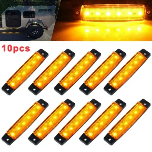 10pcs 6 LED Side Marker Amber Lights Clearance Light Truck Trailer RV Waterproof (For: Bugatti) Parts