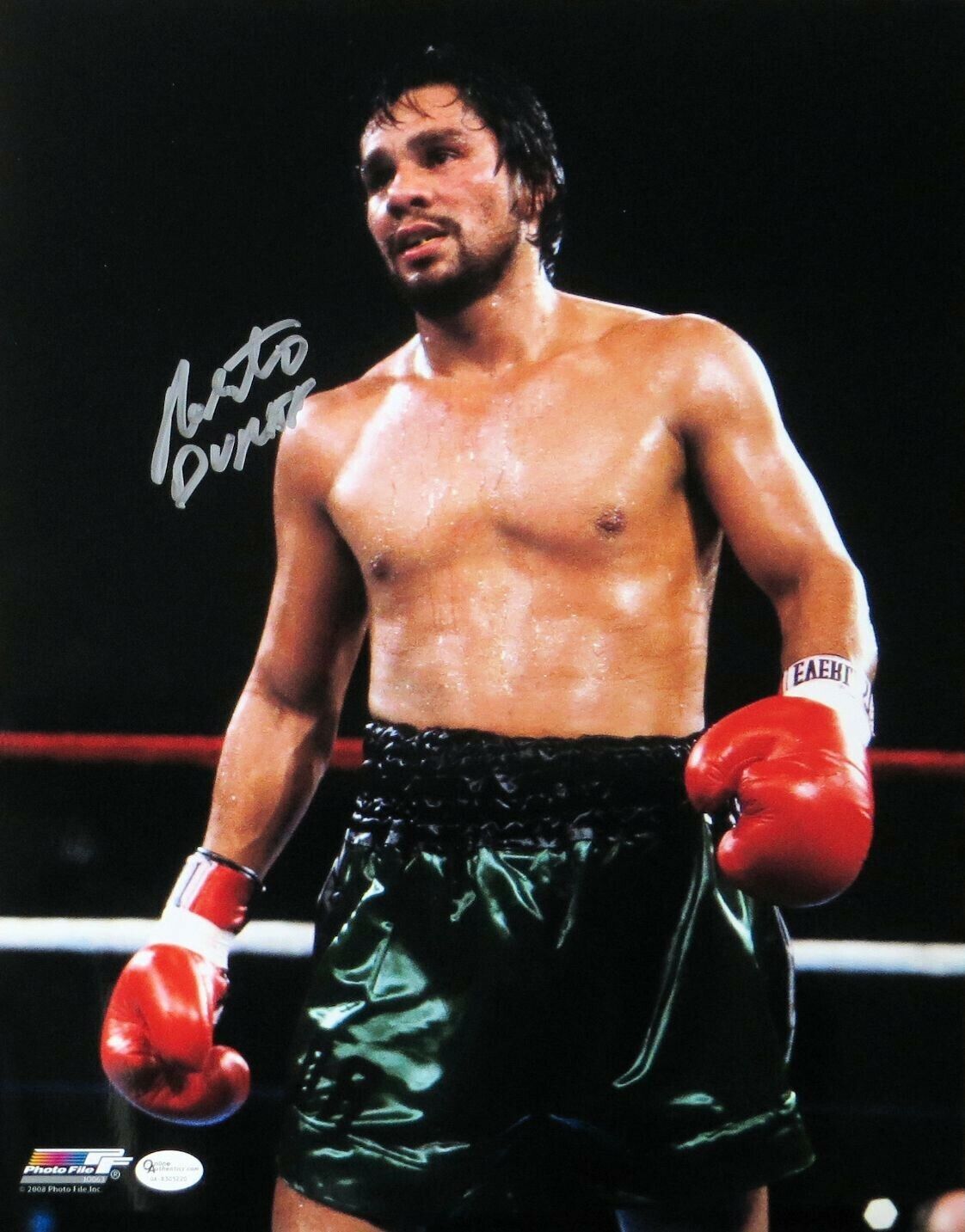 Roberto Duran Signed Autographed 11X14 Photo Poster painting Boxer Vintage Standing in Ring OA