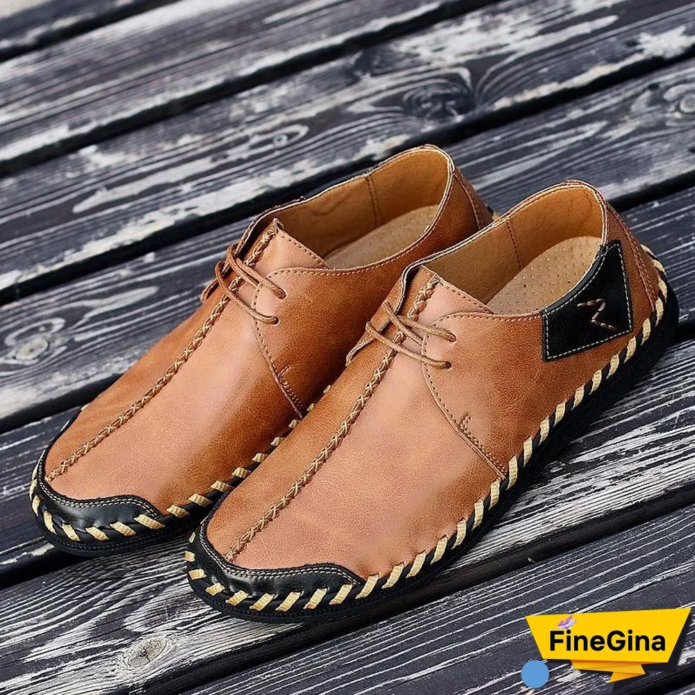 Men Casual Cow Leather Light Comfortable Split Leather Flats Shoes