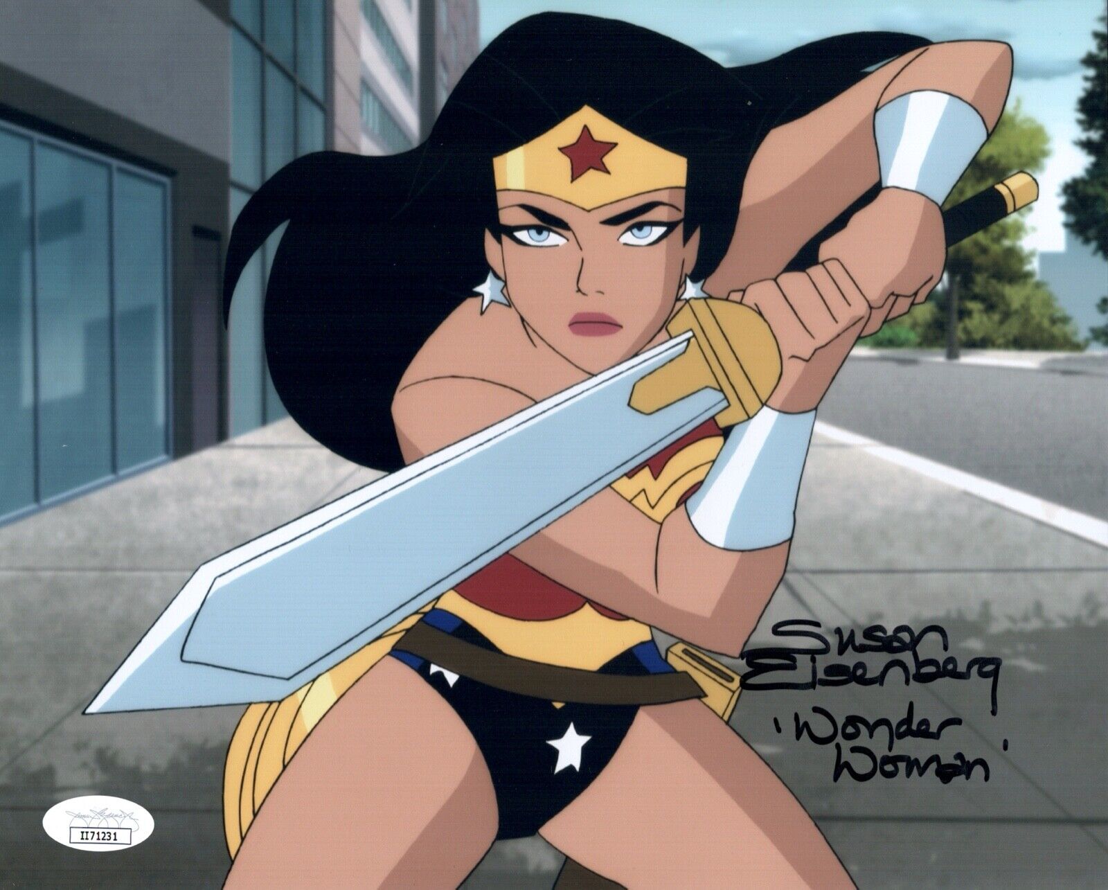 SUSAN EISENBERG Signed WONDER WOMAN Justice League 8x10 Photo Poster painting Autograph JSA COA