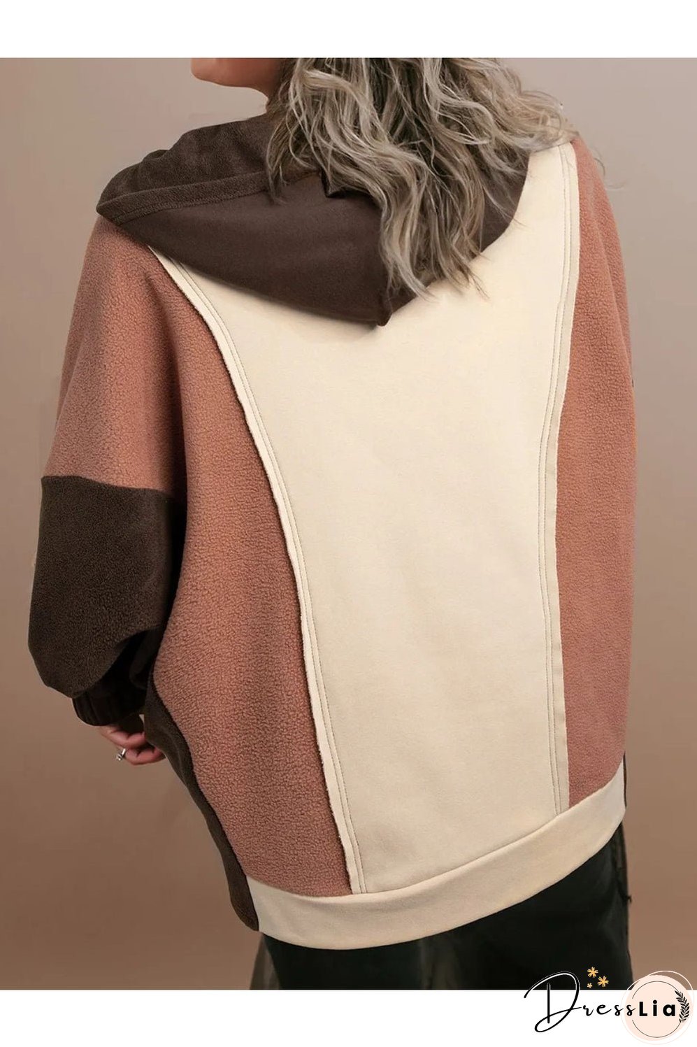 Plus Size Color Block Long Sleeve Hoodie