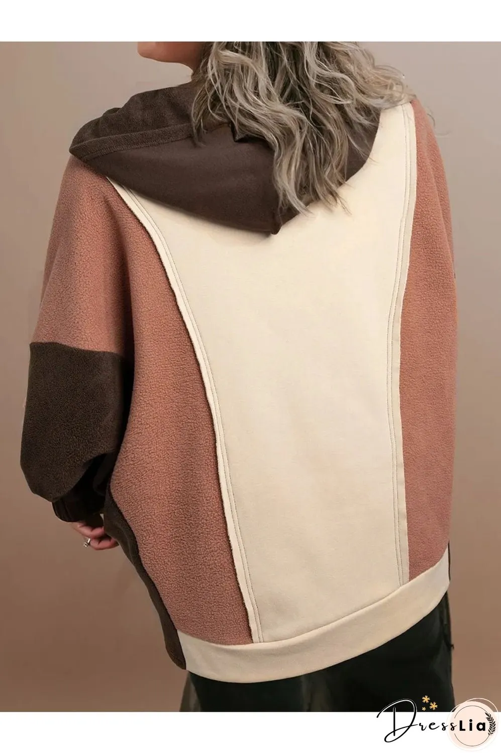 Plus Size Color Block Long Sleeve Hoodie