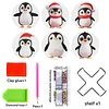 6 kits d&rsquo;art en carton anim&eacute; DIY Diamond Peinture en bois avec support (Pinguin)