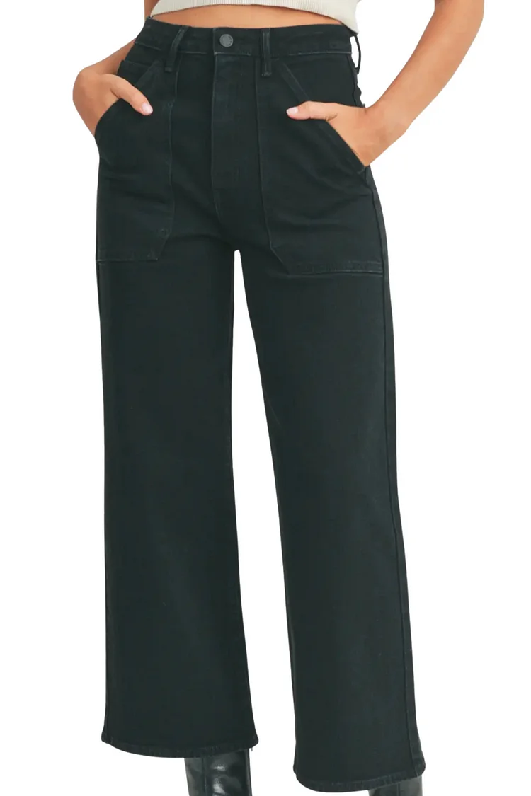 Cargo Pocket Wide Leg Denim