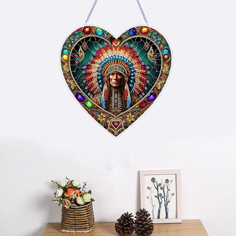 DIY Indian PVC Special Shaped Hanging Diamond Painting Art Pendant Suncatcher Home Windows Decor 