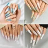 Long Wearing Nails Bling Rhinestone Resin Nails 