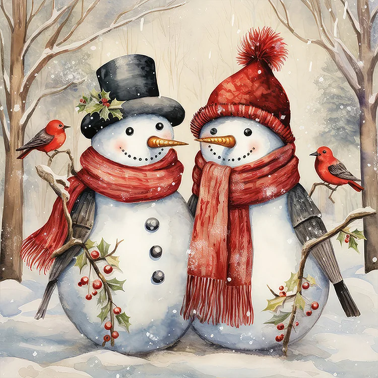Xmas Snowman - Painting By Numbers - 40*40CM gbfke