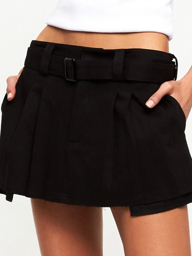 BOOFEENAA Belted Cargo Mini Skirt Y2k Clothes Khaki Black Summer Cute Sexy Skirts Womens 2022 Fashion Bottom C83-CD18