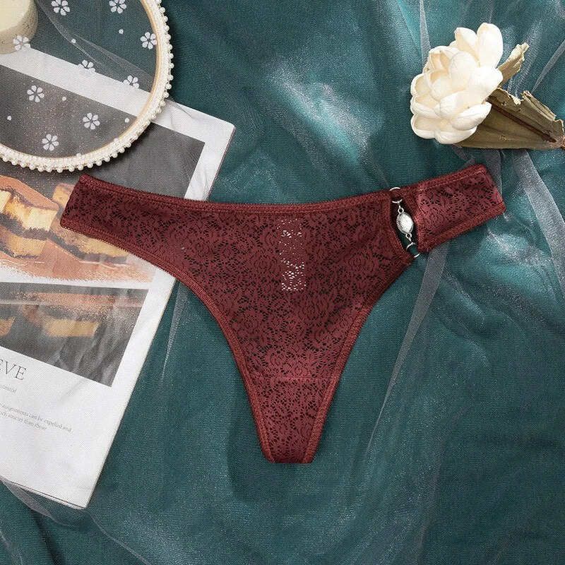 Meet'r Women Sexy Lingerie Ladies Hollow Out Panties Low-waist Temptation Lace Thong Female G-string  Breathable Soft Underwear