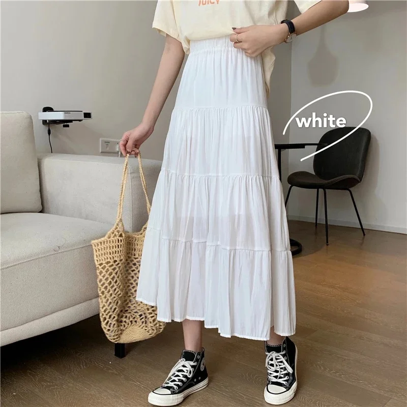Churchf Churchf Splicing Cotton Linen Skirt Literary And Fresh Skirt High Waist Versatile A Line Skirt Casual Skirt