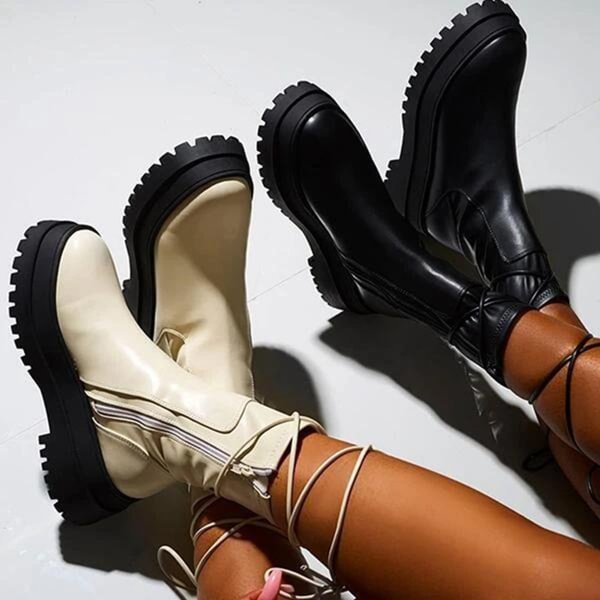 Women Winter Thick Heel High Top  Fashion Leather Boots Heighten - Shop Trendy Women's Fashion | TeeYours