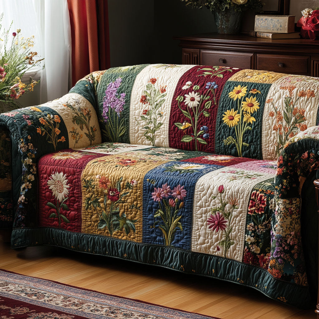 Cozy Garden Quilted Sofa Cover NCU0DK11954 everthome