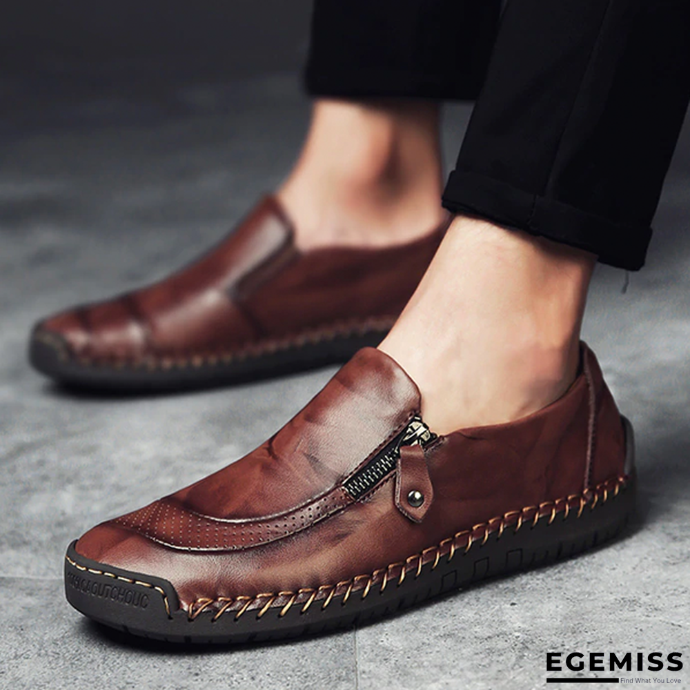 Men's Comfortable Casual Loafers Split Leather Flats Moccasins Shoes | EGEMISS