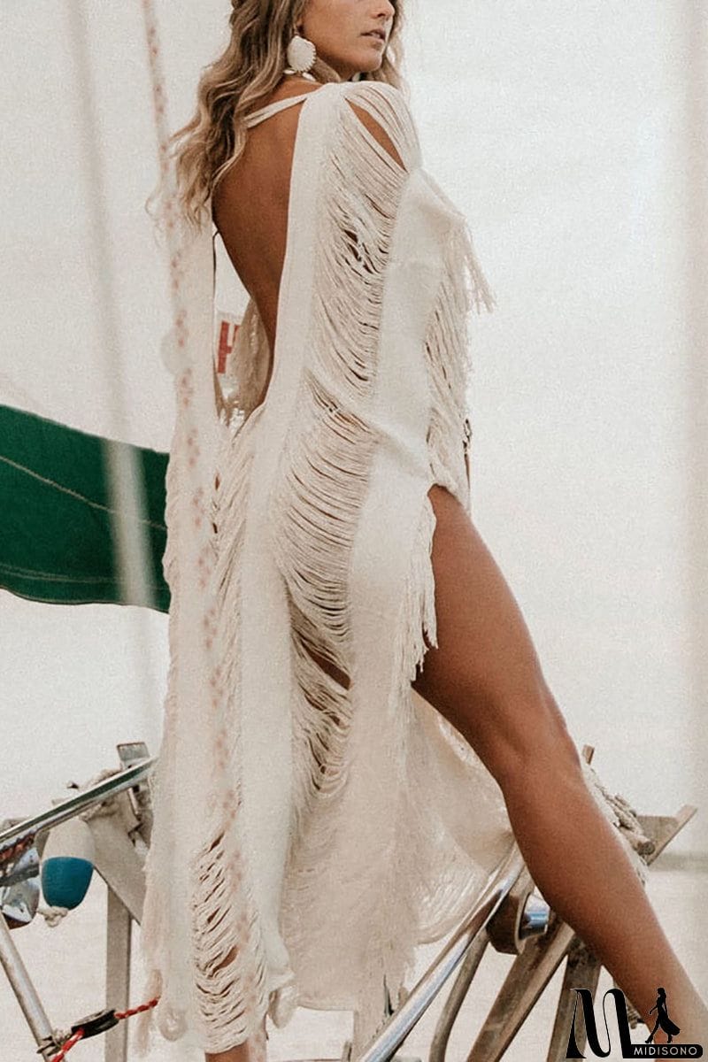 MidiSono - Raw Frayed Curning Cover Dress