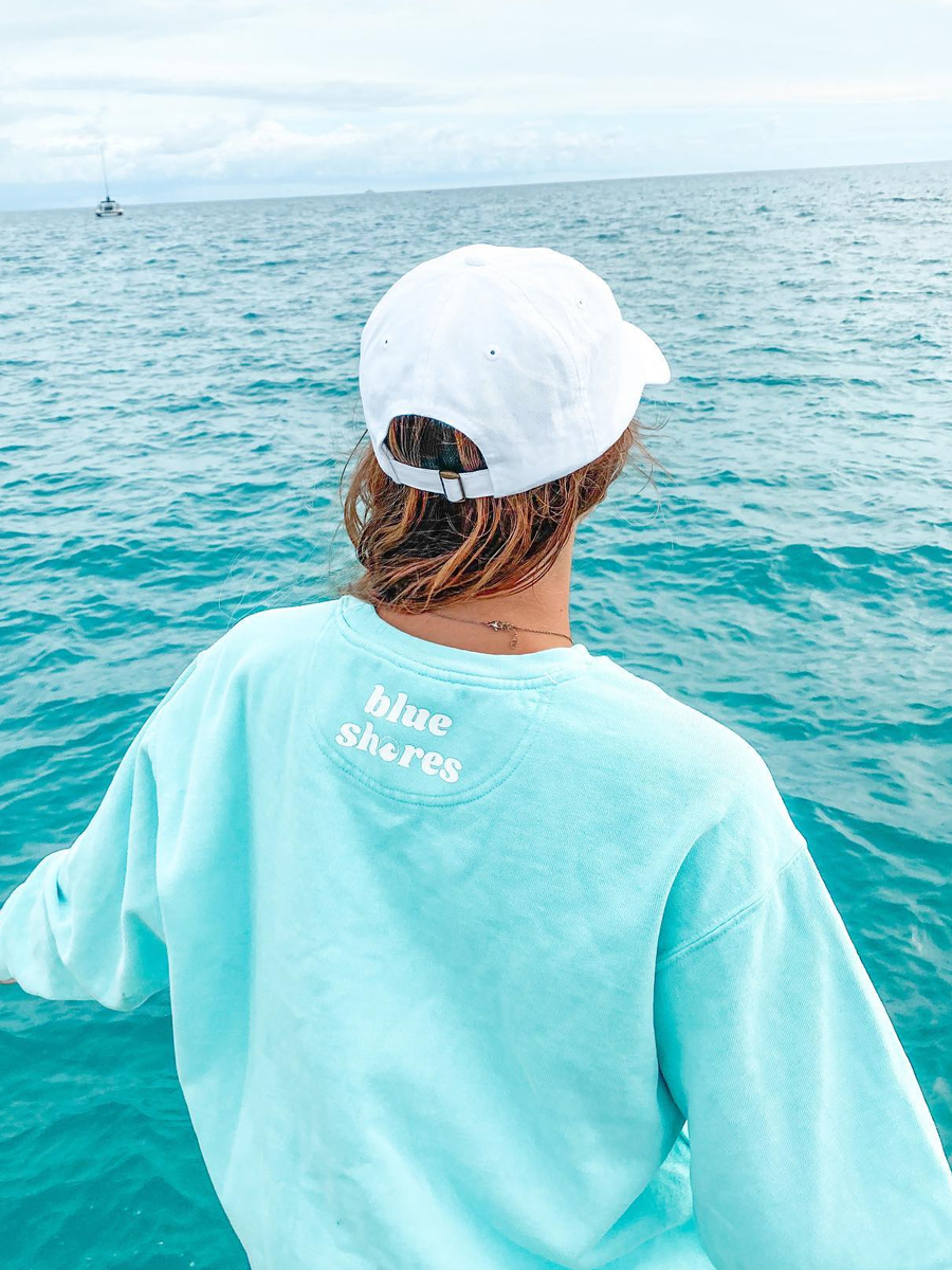 Women Blue Shores And Waves Printed Casual Sweatshirt