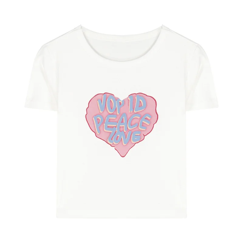 Uveng Uveng T-Shirt Girl 2023 Summer New Ins Trendy Sweet Hot Girl Print Design Sense Short Slim Student Top