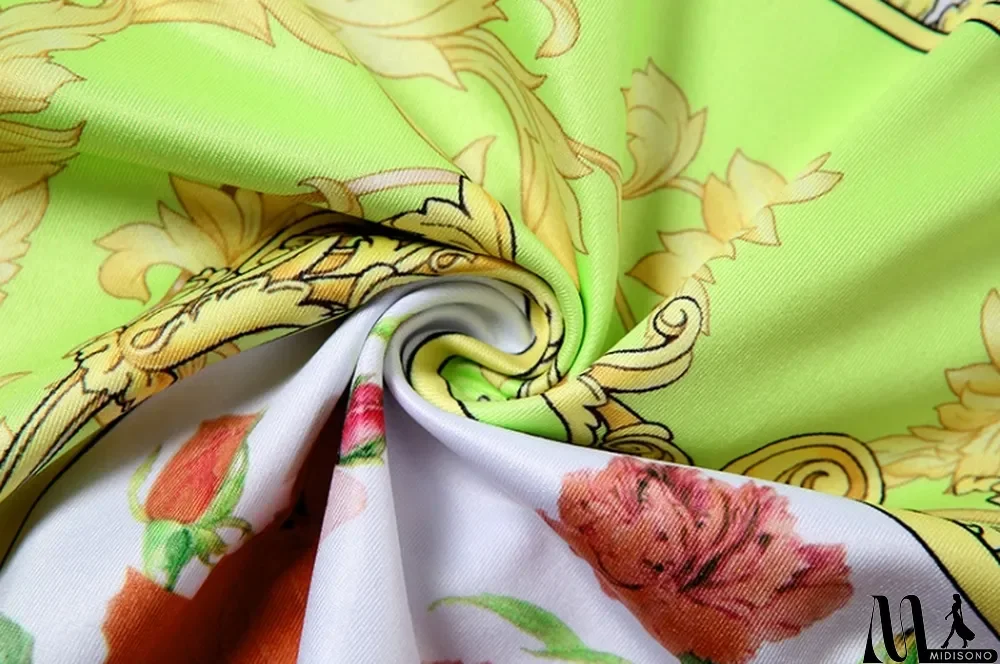 MidiSono - Autumn Print Green Sexy Lace-Up Mini Club Dress