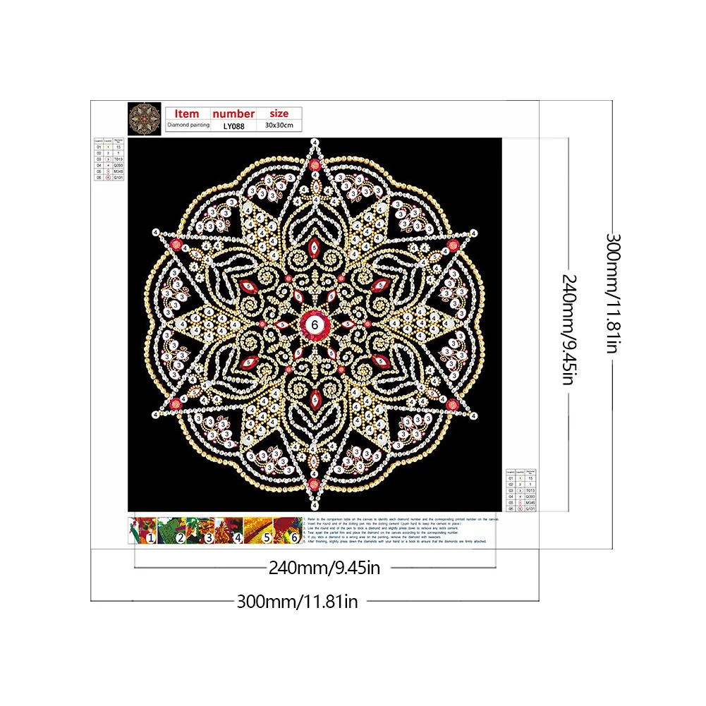 Diamond Painting - Partial Special Shaped Drill - Mandala(Canvas|30*30cm)