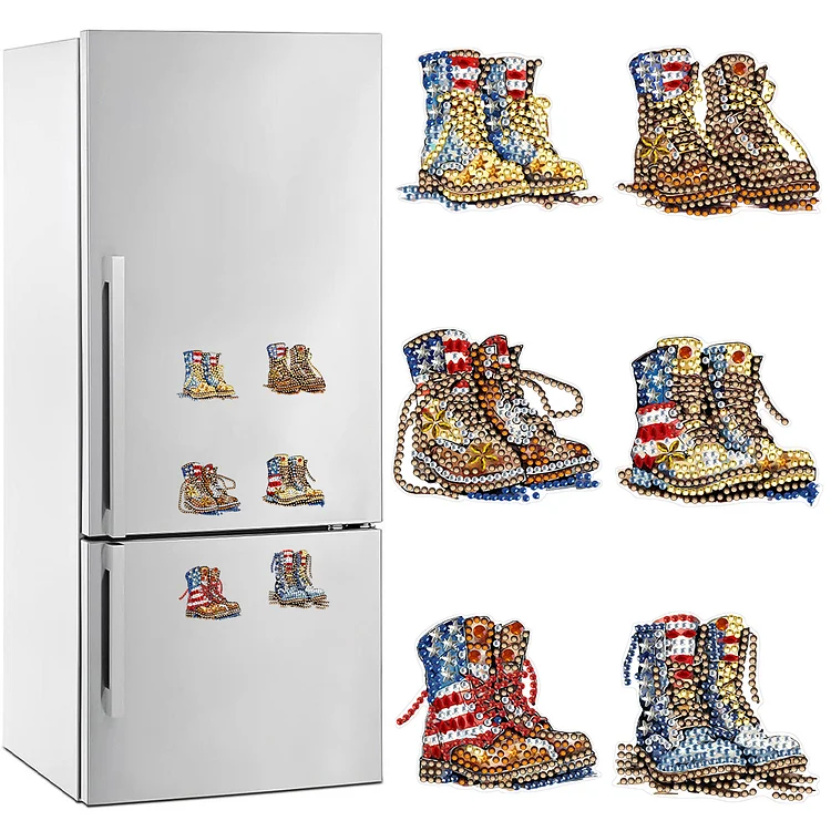 【Magnet Stickers】Soldier Boots Special Shape Diamond Painting Fridge Magnet for DIY Art Crafts gbfke