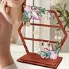 DIY Wooden Purple Flowers Diamond Painting Jewelry Holder Organizer 3-Tier Diamond Art Ring Jewelry Display Stand Ideal Gifts for Women and Girls