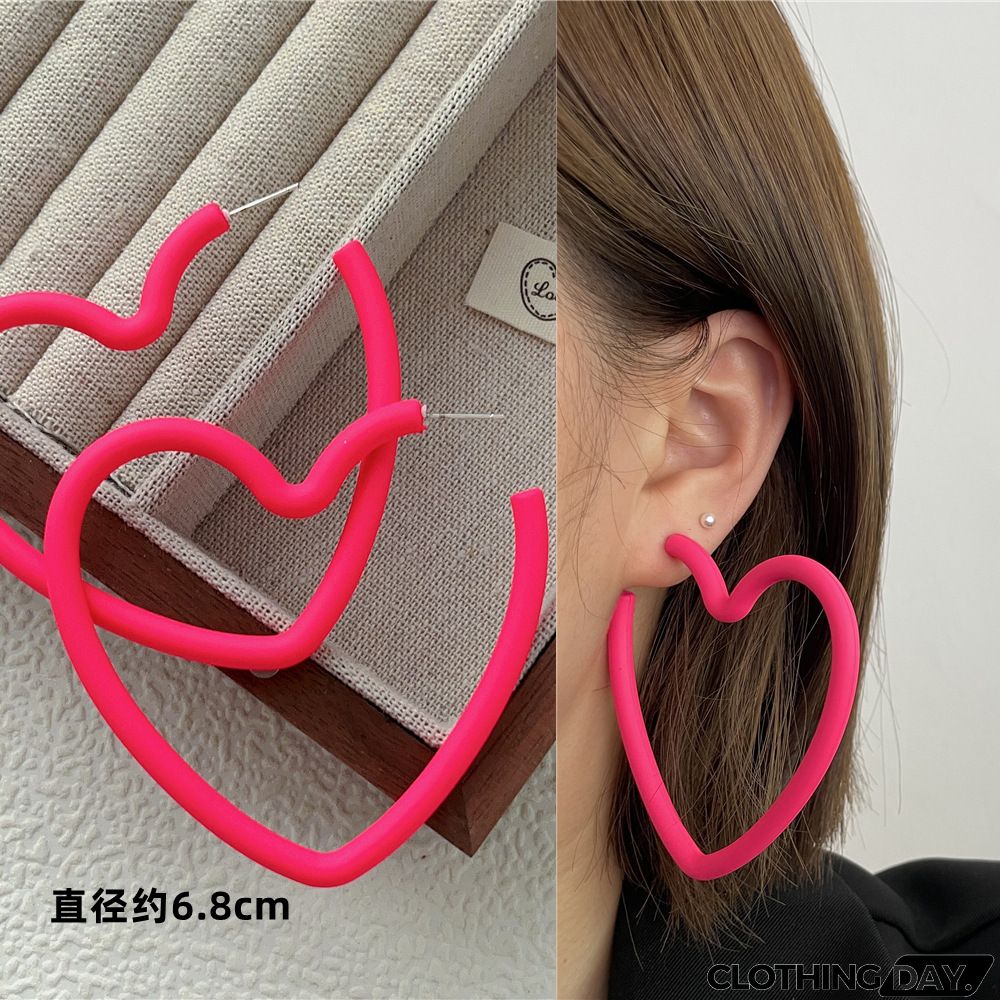 Women Fashion Geometric Fluorescent Rose Without Ear Hole Ear Clip Earrings