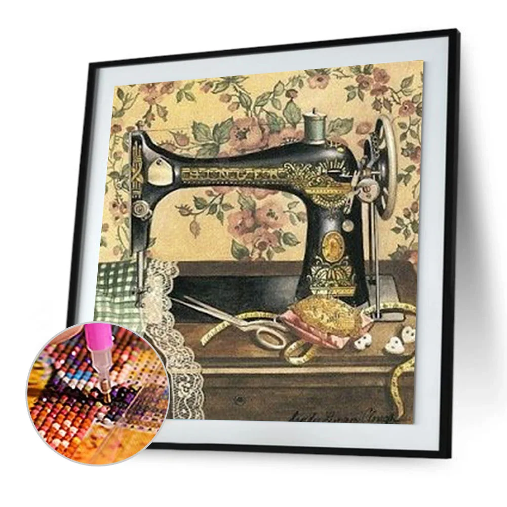 Full Round Diamond Painting 30*30cm - Sewing Machine