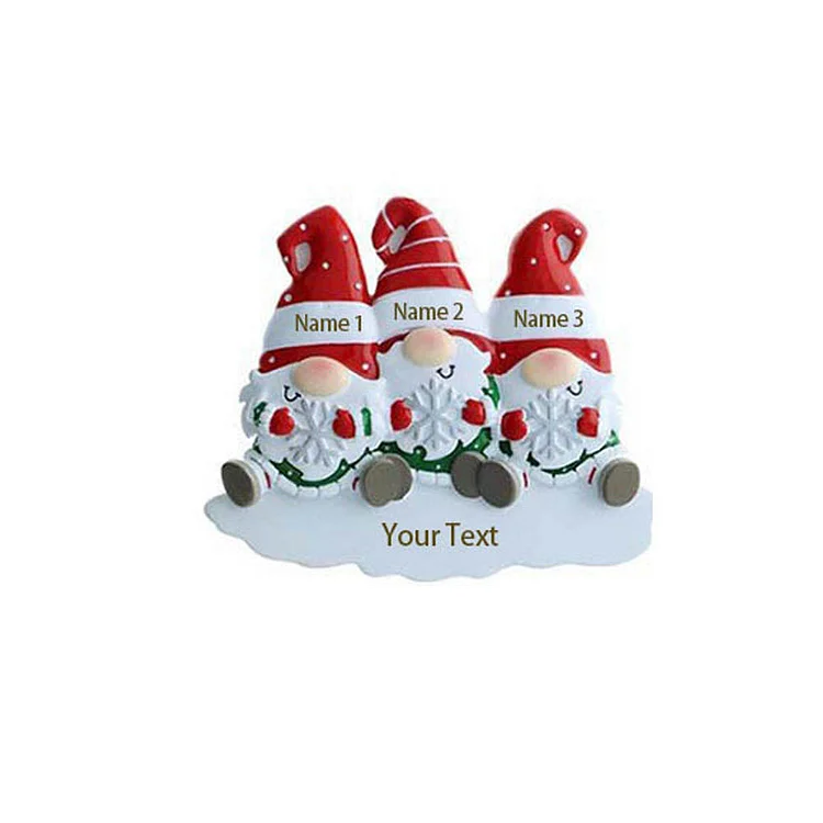 Gnome Christmas Ornament Custom 3 Names Hanging Ornament Gifts For Family